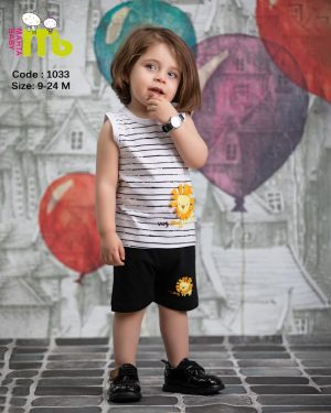 رکابی شورت پسرانه گلدوزی شیر مهتا مدل 1033