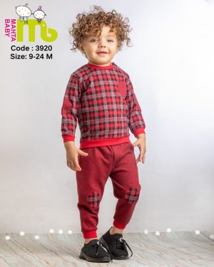 بلوز شلوار پسرانه چهار خونه کج راه  مهتا مدل3920