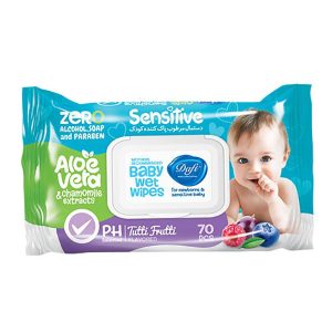 دستمال مرطوب پاکتی دافی مدل SENSETIVE بسته 70 عددی