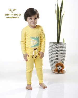 بادی و شلوار چیاکو طرح تمساح زرد