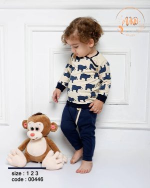 بلوز و شلوار آنسل طرح خرس سرمه ای 00446