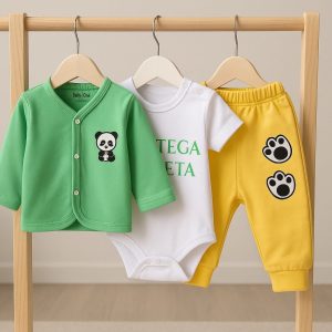 سه تیکه بی بی وان طرح پاندا سبز