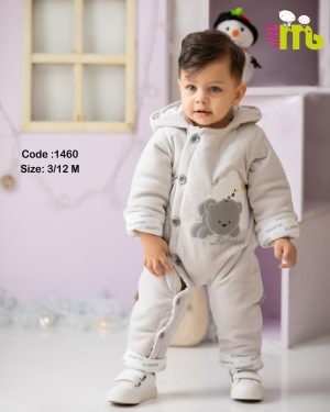 سرهمی مخمل گلدوزی خرس طوسی مهتا کد 1460 مهتا