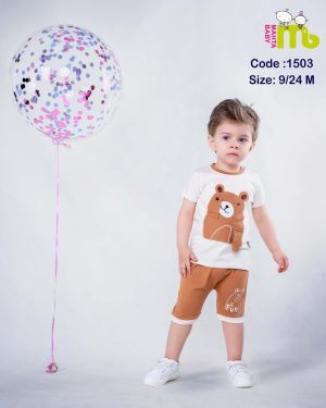 تیشرت شلوارک گلدوزی خرس مهتا کد 1503