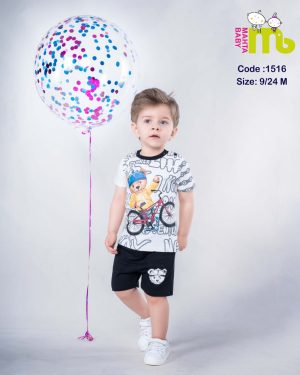 تیشرت و شلوارک خرس و دوچرخه مهتا کد 1516