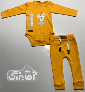 بادی و شلوار چیاکو طرح کوالا و ابر نارنجی