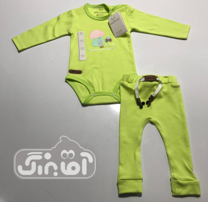بادی و شلوار چیاکو طرح قارچ سبز