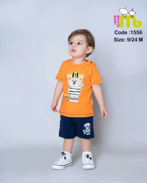 بلوز شورت نارنجی خرس و ماشین مهتا کد 1556