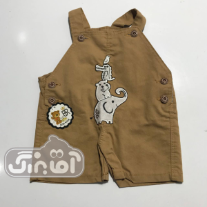 پیشبندی کتان کوتاه بهار طرح حیوانات کرم تیره