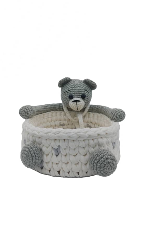 سبد لوسیون عروسکی خرس طوسی