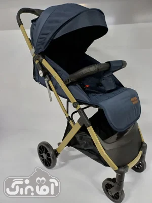 کالسکه مسافرتی ریچ کیدز rich kids مدل baby5 سرمه ای بدنه طلایی