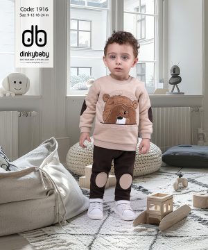 بلوز شلوار خرس قهوه ای قلبی 1916 دینکی