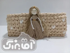 سبد لوسیون مستطیل مکرومه طرح دختر
