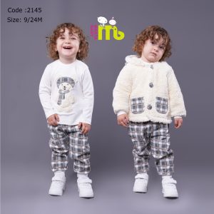 سه تیکه سوئیشرت خرس و شال گردن مهتا کد 2145