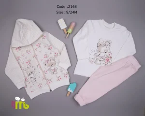 سه تیکه سوئیشرت خرس و گل مهتا کد 2168