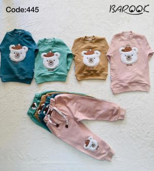 بلوز شلوار 445 باروک طرح خرس کلاه دار