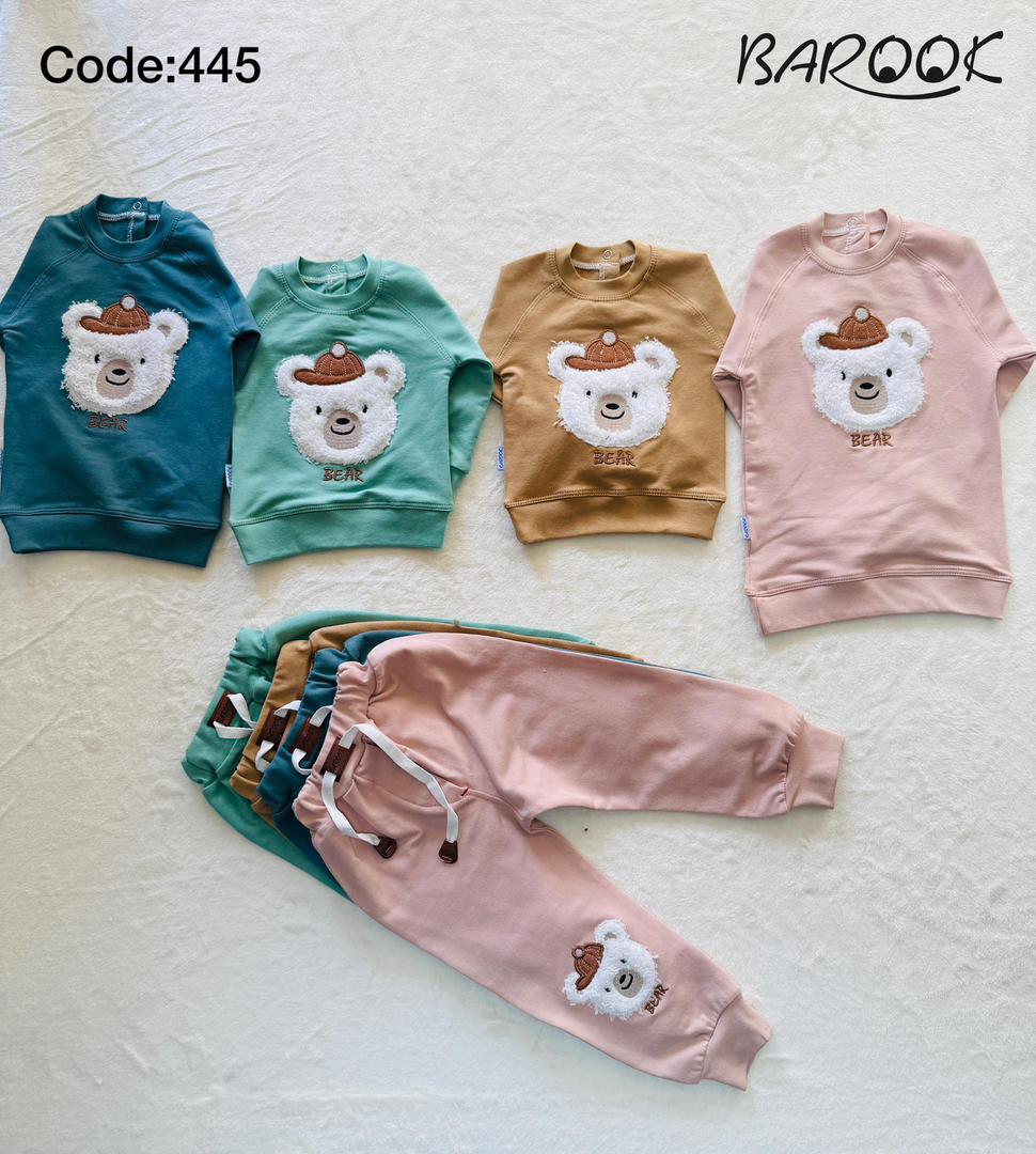 بلوز شلوار 445 باروک طرح خرس کلاه دار