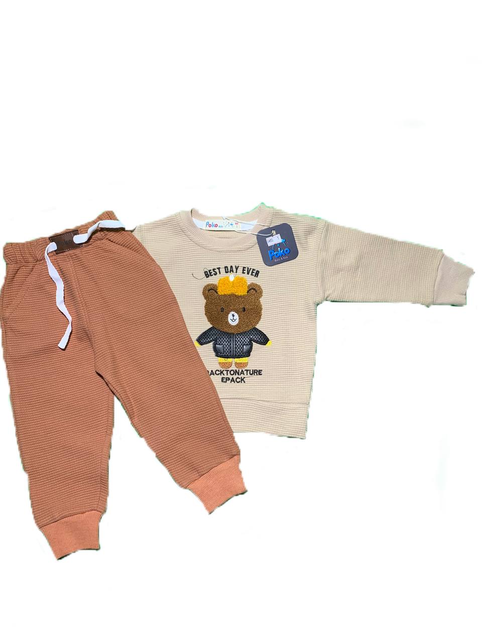 بلوز شلوار poko طرح خرس تاج دار کد 9485