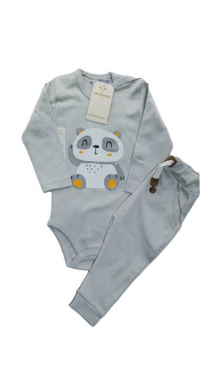 بادی و شلوار چیاکو طرح پاندا طوسی