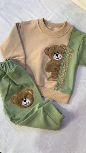 بلوز و شلوار نی نی ناز طرح خرس کد 672