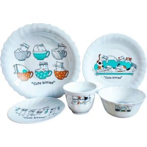 سرویس غذا خوری 5 پارچه کودک پارس اوپال طرح سه گربه