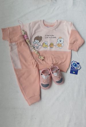 بلوز و شلوار بی بی سان کد 2093 طرح دختر و حیوانات