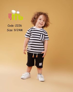 بلوز و شورت راه راه مهتا کد 2226