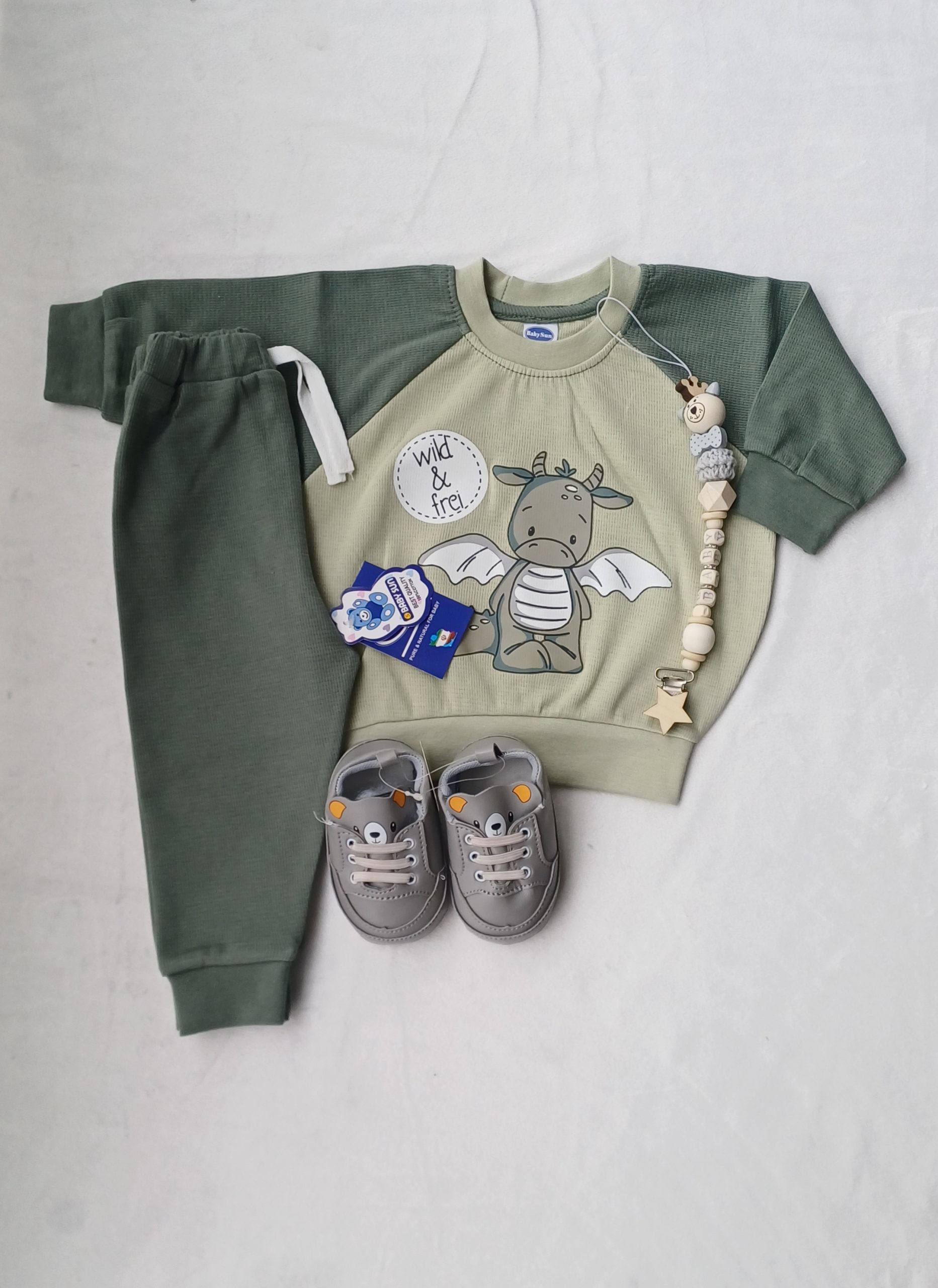 بلوز و شلوار بی بی سان کد 732 طرح دایناسور