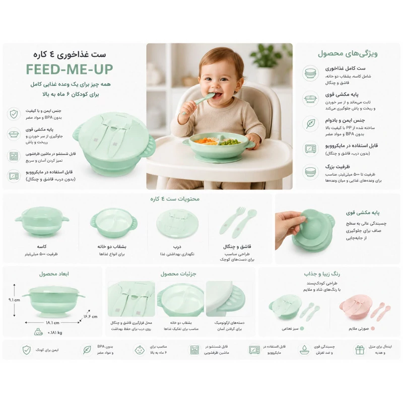 ظرف غذا 4 در 1 کیکابو مدل FEED-ME-UP(11)